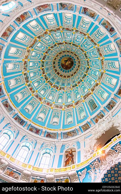 Istra, Moscow region, Russia, July 21, 2018. The beautiful dome of the New Jerusalem monastery from the inside