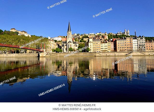 France, Rhone, Lyon, historical site listed as World Heritage by UNESCO, Vieux Lyon (Old Town), Saint George district, Paul Couturier footbridge also called...