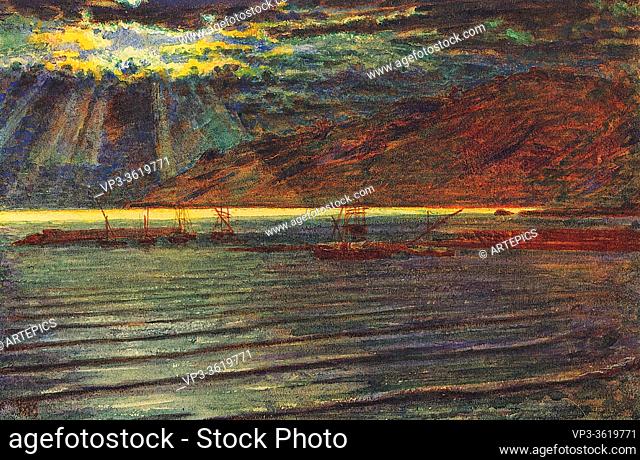 Hunt William Holman - Fishingboats by Moonlight - British School - 19th Century