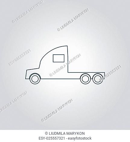 Truck without a trailer. Flat web icon or sign isolated on grey background. Collection modern trend concept design style vector illustration symbol