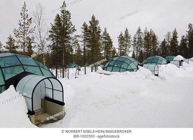 Glass igloo, Icehotel Kakslauttanen, Ivalo, Lapland, Finland, Europe