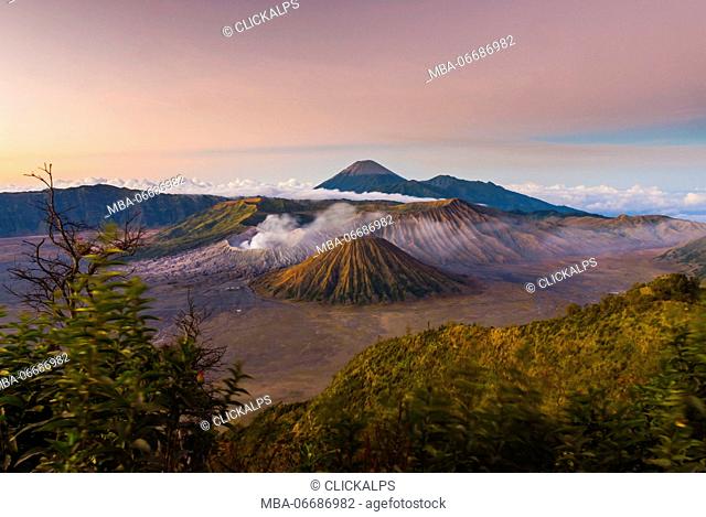 Sunrise on Mt. Bromo and the Tengger Semeru caldera from Mount Penanjakan