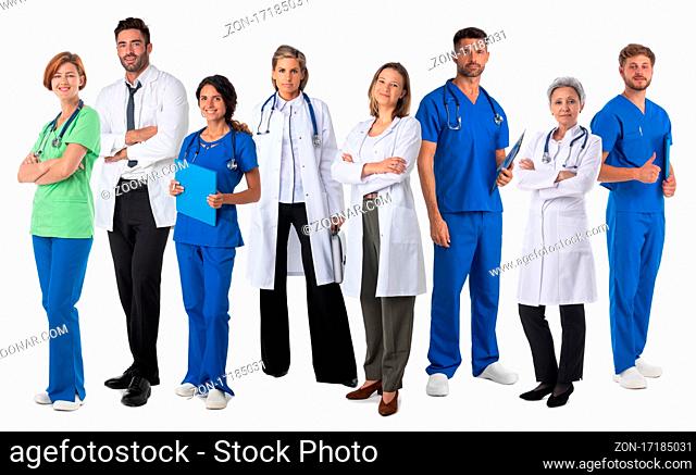 Portrait of medical doctors group. Design element, studio isolated on white background