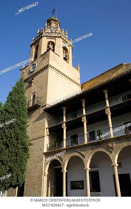 Church of Santa Maria la Mayor in Plaza Duquesa de Parcent, Ronda, White Towns of Andalusia. Malaga province, Andalucia, Spain