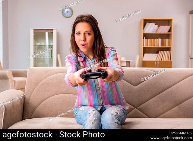 Young family suffering from computer games addiction