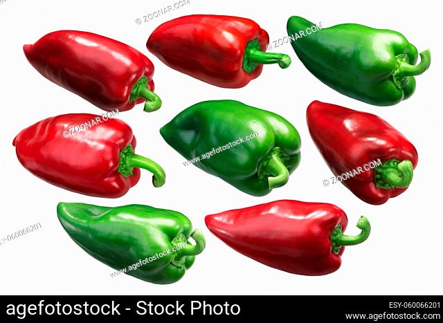 Bell peppers Grueso de Plaza, a Spanish heirlooms, fresh, whole pods