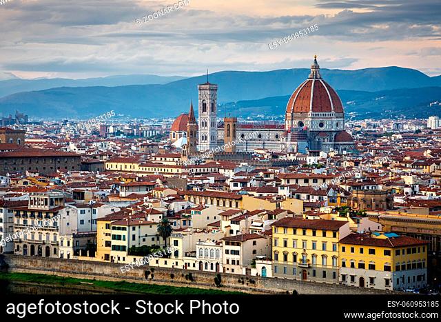 FLORENCE, TUSCANY/ITALY - OCTOBER 18 : Skyline of Florence on October 18, 2019