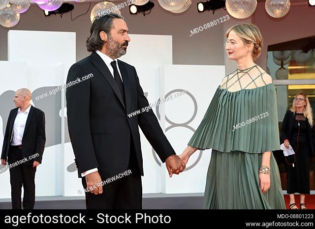 Italian director Saverio Costanzo and italian actress Alba Rohrwacher at the 78 Venice International Film Festival 2021.  Closing ceremony red carpet
