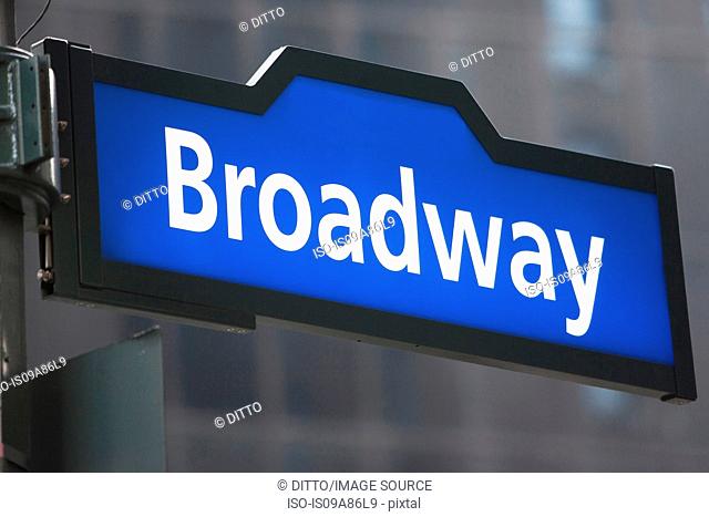 Broadway street sign, New York City, USA