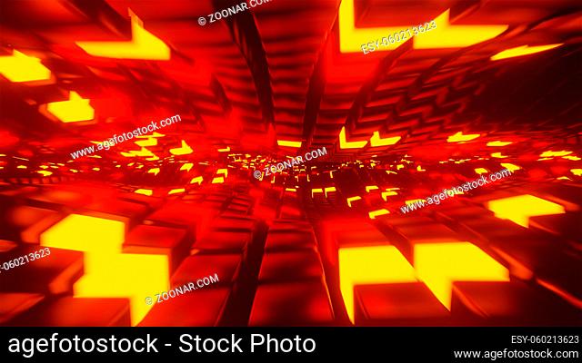 A 3D render of an abstract surface with lit cubes