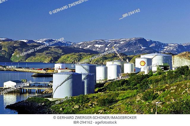 Oil tanks near Hammerfest, Northern Norway, Norway
