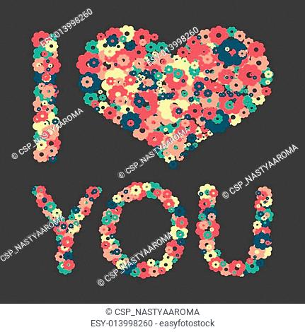 Grunge heart with text I love you. Vector illustration