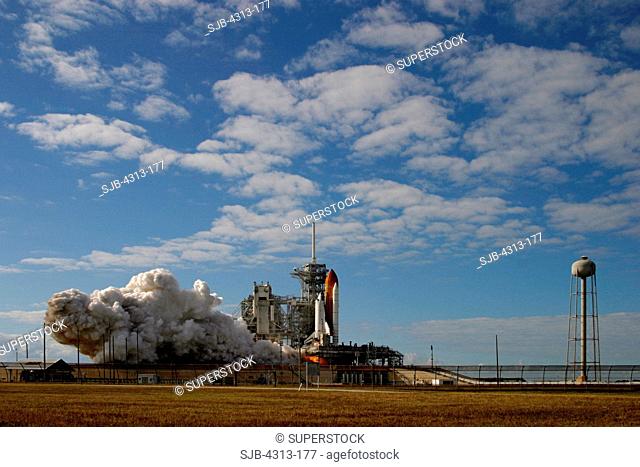 The three main engines roar to life and space shuttle Atlantis lifts off for STS-129 to the International Space Station on November 16, 2009