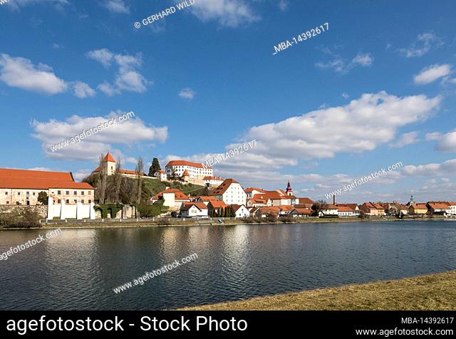 Town Ptuj (Pettau) with castle hill, on the Drava river, oldest town in Slovenia, Lower Styria, Podravska, Slovenia, Europe