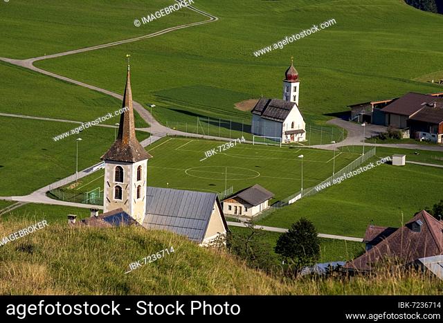 Church of Sogn Antoni, Rumein and Sogn Bistgaun in Degen, Val Lumnezia, Grisons, Switzerland, Europe