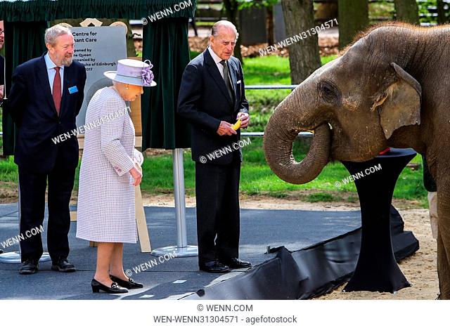 Queen Elizabeth and Prince Philip visit the new elephant centre at ZSL Whipsnade Zoo Featuring: Queen Elizabeth II, Prince Philip Duke of Edinburgh