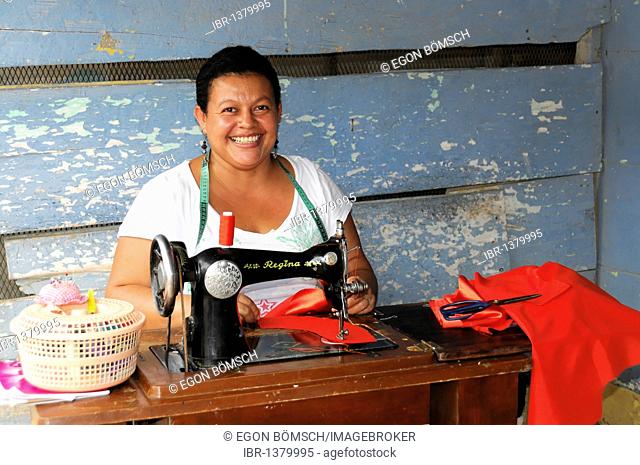 Seamstress at work, San Juan del Sur, Nicaragua, Central America
