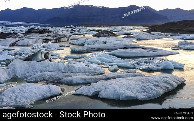 Jökulsárlón is the best known and the largest of a number of glacial lakes in Iceland. It is situated at the south end of the glacier Vatnajökull between...