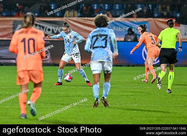 Jassina Blom (14) of Belgium pictured during a female soccer game between the national teams of The Netherlands , called the Oranje Leeuwinnen and Belgium