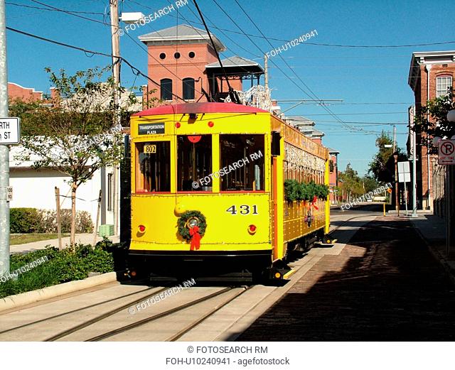 Ybor City, FL, Florida, Tampa, Tampa Bay, Hillsborough Area Regional Transit, Tampa Bay Streetcar System, Teco Line, yellow streetcar
