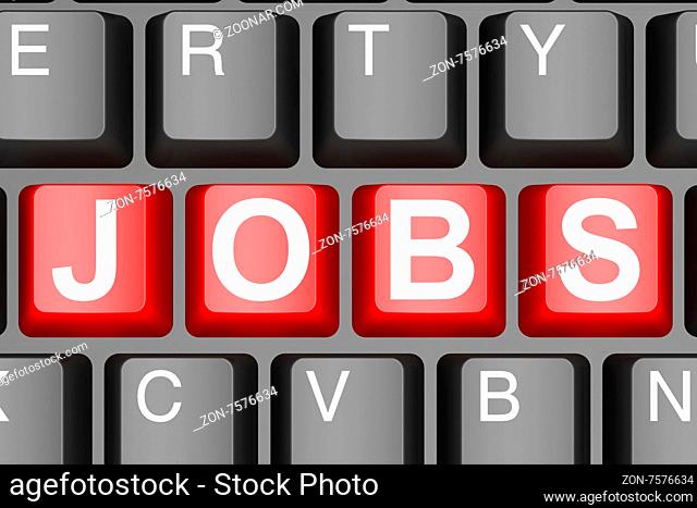 Jobs button on modern computer keyboard image with hi-res rendered artwork that could be used for any graphic design