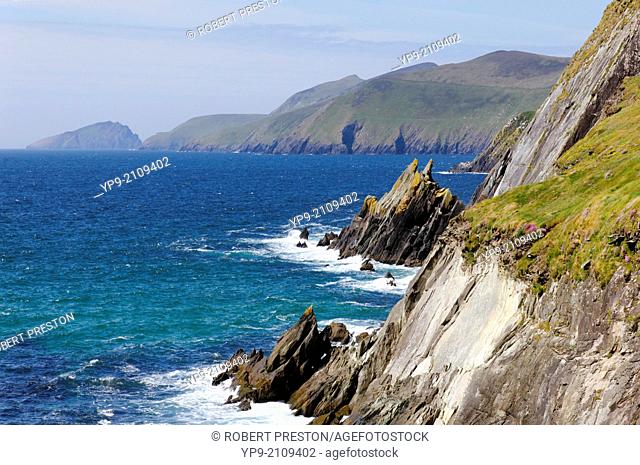 The coastline of the Dingle Peninsula in County Kerry, Ireland