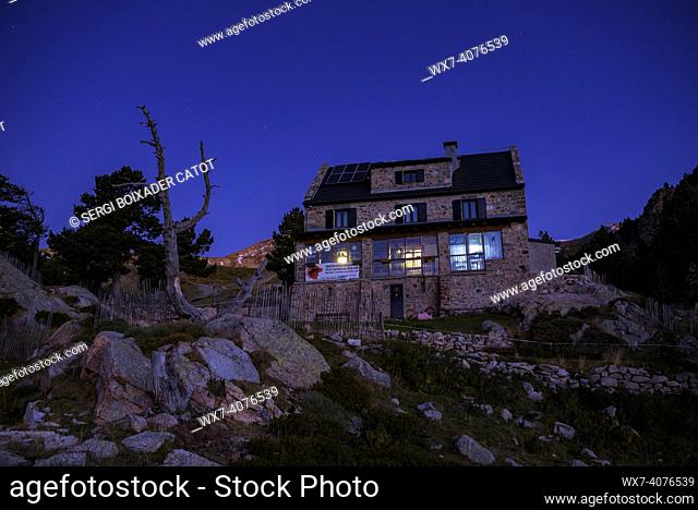 Blue hour at the Ulldeter mountain hut(Ripollès, Catalonia, Spain, Pyrenees)