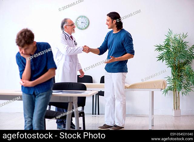 The young boy visiting doctor in hospital