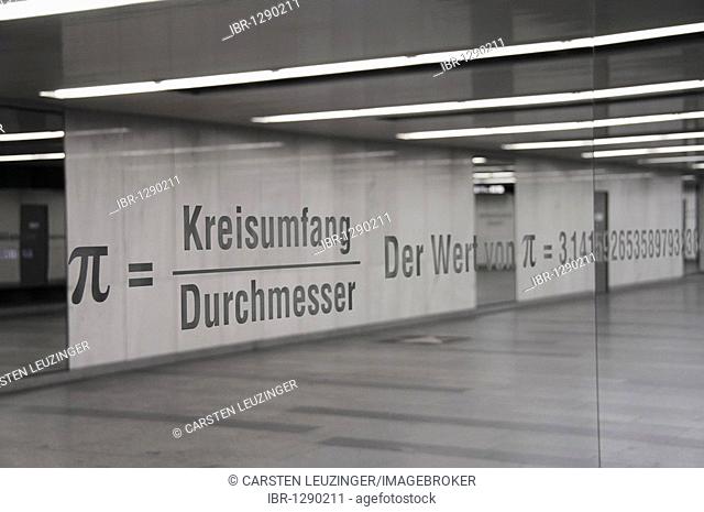 Representation of the number pi, art installation, Pi, by the artist Ken Lum at the Opera House passage in the subway in Vienna, Austria, Europe