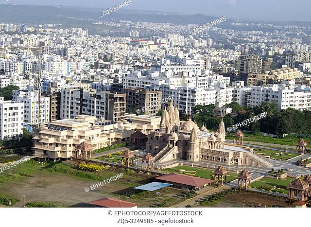 Swaminarayan temple aerial view from the hill, Pune, Maharashtra, India