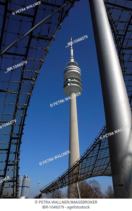 Olympiaturm tv tower in the Olympiapark Olympic Park Munich, Bavaria, Germany, Europe