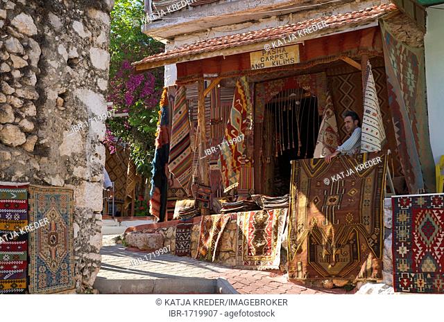 Carpet dealers in Uecagiz, Lycia, southern coast of Turkey, Western Asia
