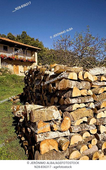 Wood in a rural house in Mogrovejo Liebana Cantabria Picos de Europa Spain