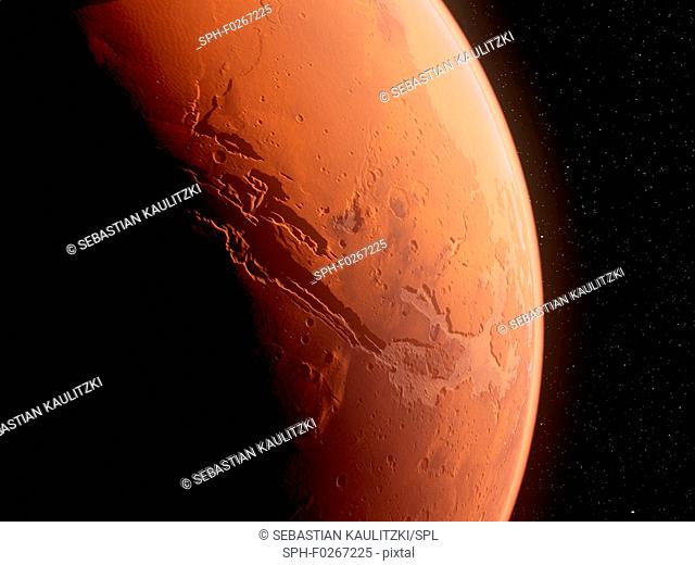Valles Marineris, Mars, computer illustration