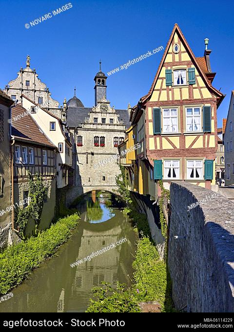 Bridge Town Hall and Malerwinkelhaus in Marktbreit am Main, Lower Franconia, Bavaria, Germany