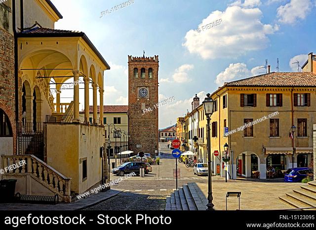 Torre Civica, Piazza Mazzini, Monselice, Venetia, Italy, Europe