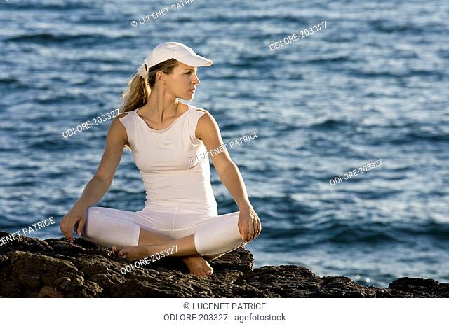 Woman sea yoga