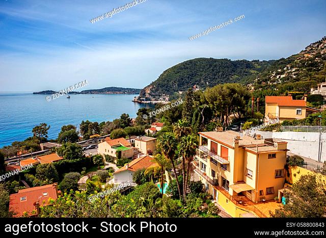 France, French Riviera - Cote dAzur, Eze sur Mer village at Mediterranean Sea