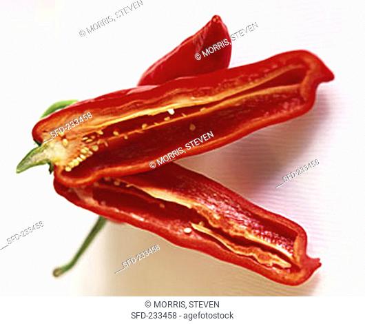 Red chili pepper, cut open