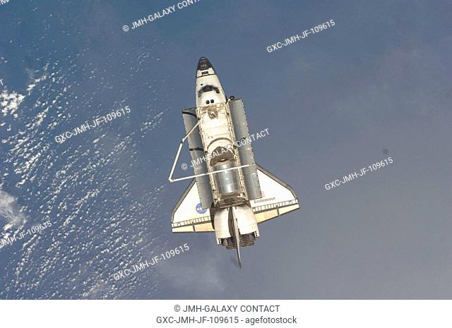 Space Shuttle Endeavour is featured in this image photographed by an Expedition 18 crewmember after the shuttle undocked from the International Space Station