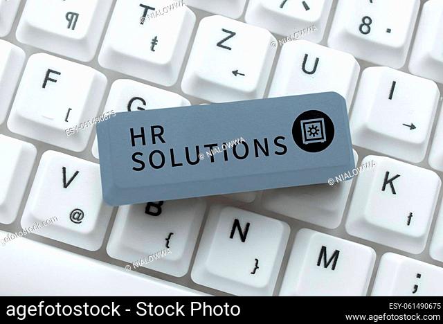 Handwriting text Hr Solutions, Business showcase Outsourced Human resources consultancy and support Experts -48723