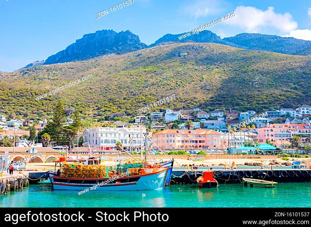 Cape Town, South Africa - March 13 2019: Small Fishing Boats in Kalk Bay Harbour