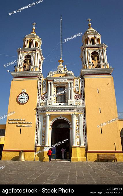 Visitor at the entrance of the Sanctuary Of Remedios-Santuario De La Virgen De Los Remedios, Cholula, Puebla State, Mexico, Central America