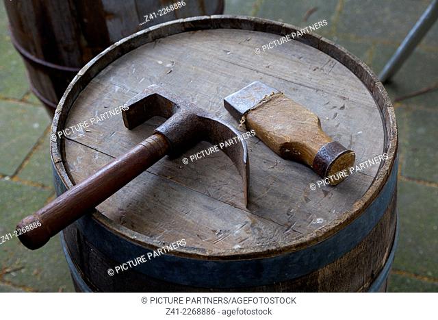 Traditional tools of a barrel-maker in Holland
