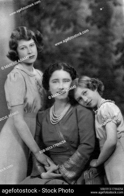 The Queen and Princesses Elizabeth and Margaret Rose. March 28, 1941. (Photo by Marcus Adams)