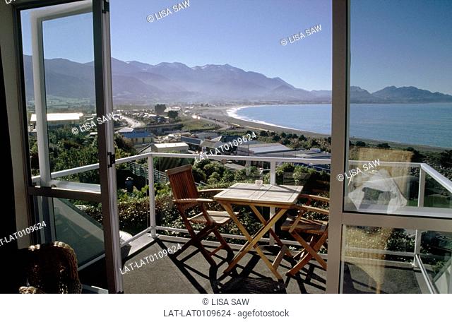 Lemon Tree lodge. Hotel. View from terrace, balcony. Over beach, coast