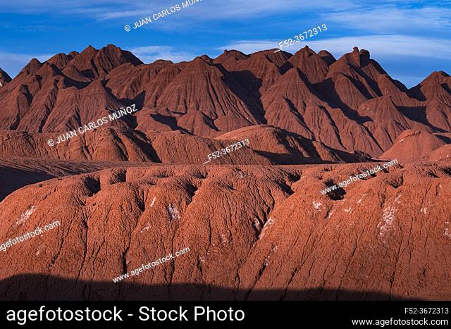 Eroded landscape in the Desierto del Diablo in the Los Colorados area, in the town of Tolar Grande in the province of Salta in La Puna Argentina
