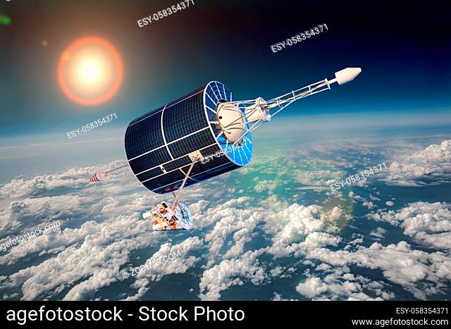 Space satellite orbiting the earth. Elements of this image furnished by NASA