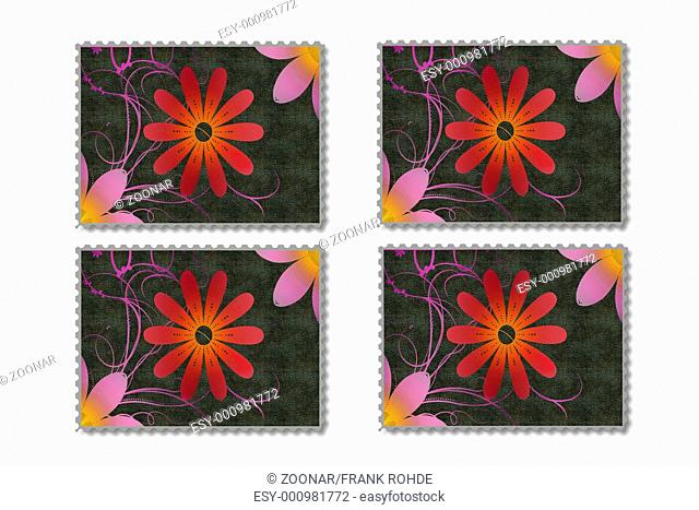 Blumenmotive in Briefmarkenform