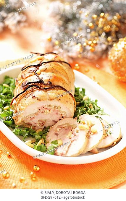 Stuffed turkey breast with pine nuts Christmas